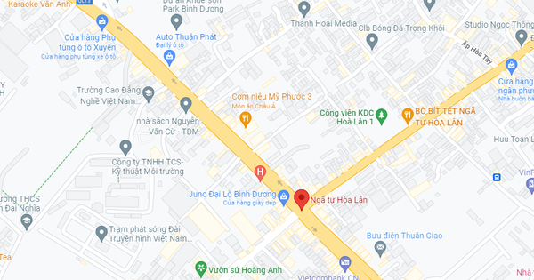 Các cửa hàng và dịch vụ tập trung gần Ngã tư Hoa Lan, phường Thuận Giao, Thuận An, Bình Dương